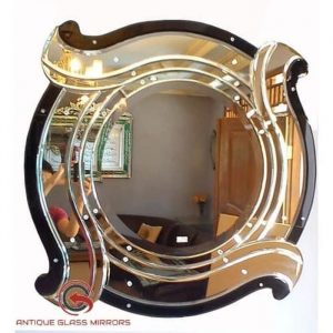 cermin aesthetic bundar motif venetian mirror diamete 70 TioGlass