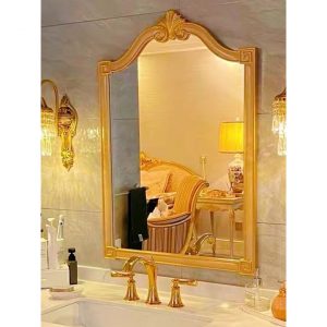 Cermin Dinding BerTiara Dengan Pigura Kayu Mahoni