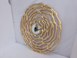 cermin dinding round symetris gold leaf finishing
