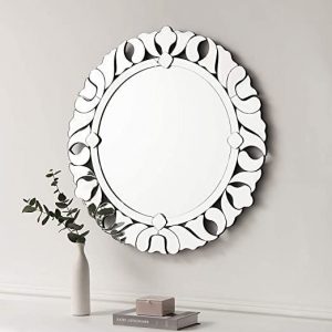 Cermin Venetian Round Mirror Motif Plain D75 cm